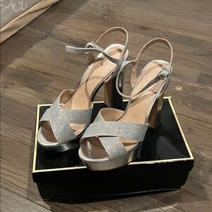 Elegant Silver Strappy Heels